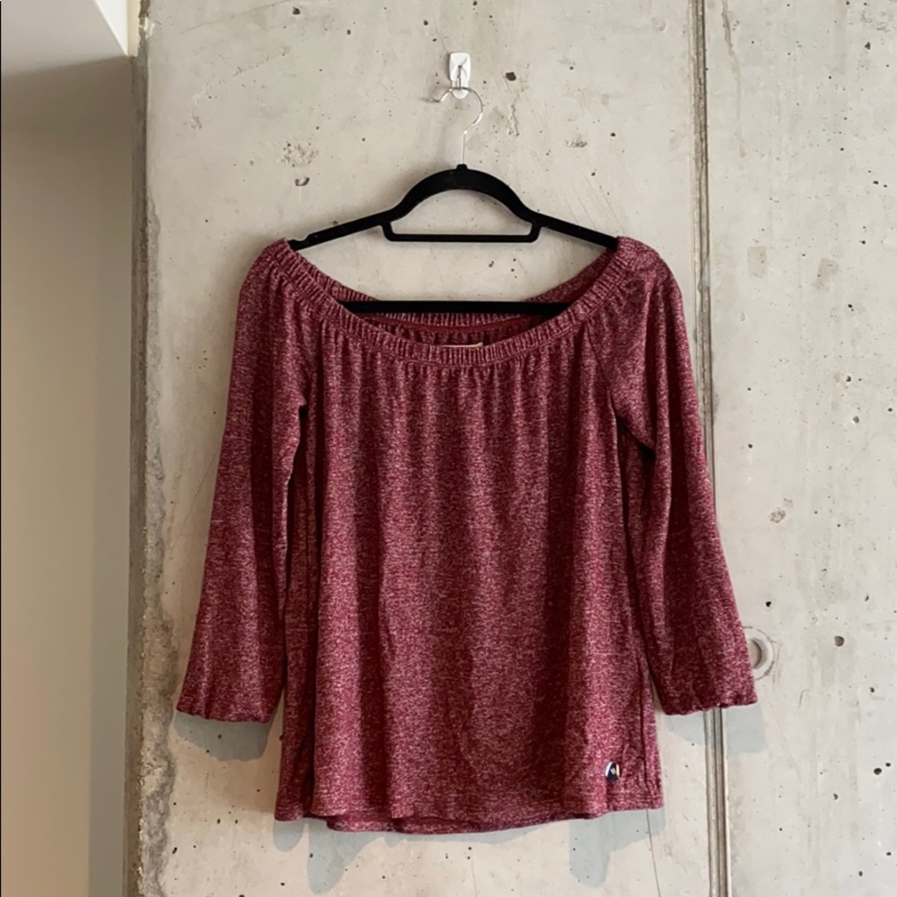 Hollister Off the Shoulder Maroon Shirt | Size M